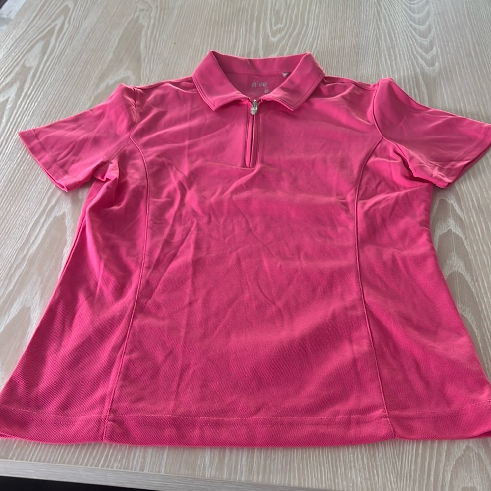 Nvo sport pink short sleeve zip golf polo size S small